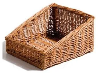 Brödkorg, rektangulär, handgjord brun fläta, 30x35x19 cm, front 9 cm