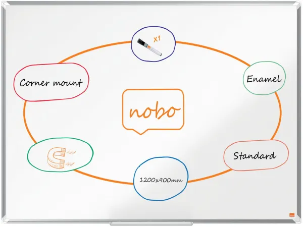 Nobo Premium Plus emaljerad whiteboard 120x90cm vit
